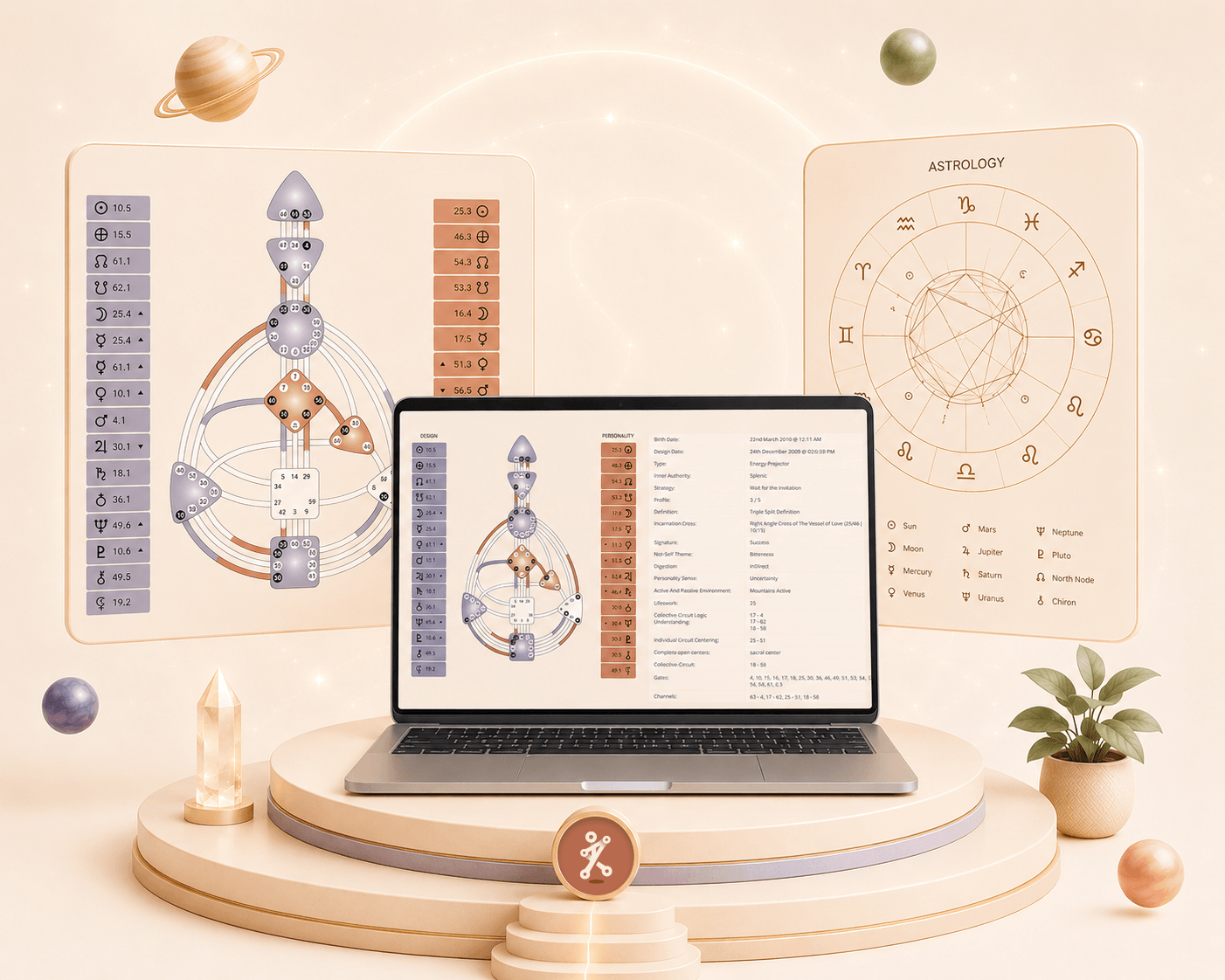 Human Design software chart preview on laptop and phone