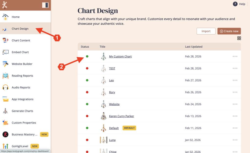 Step 1 Select Chart Design from menu, and then the chart you want to edit.