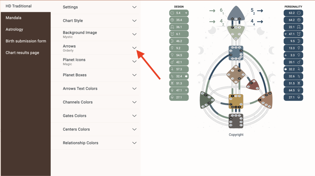 Select Arrows from the menu.
